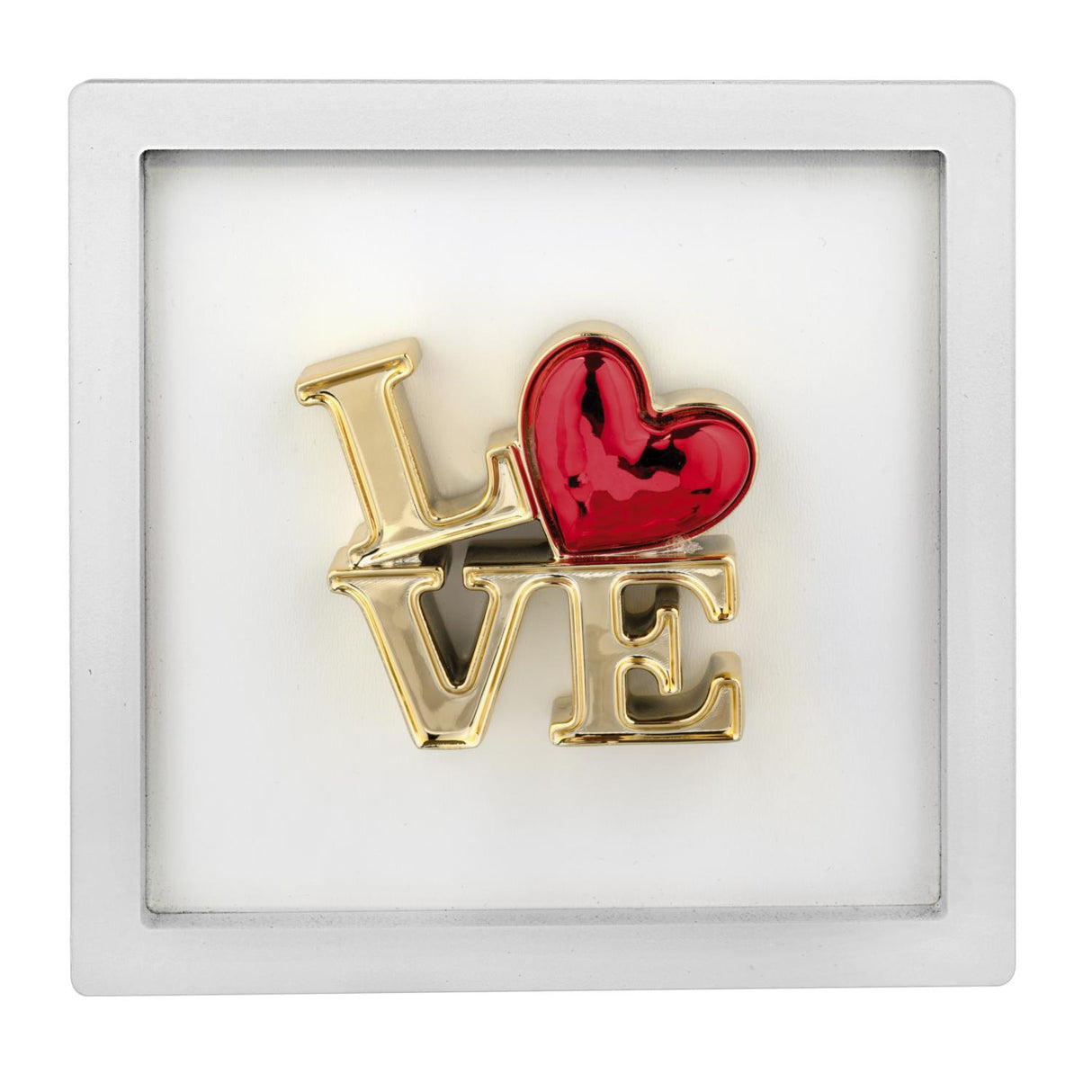 Quadro You Me Bongelli Preziosi in marmorino bianco e dettagli oro 16x16 cm