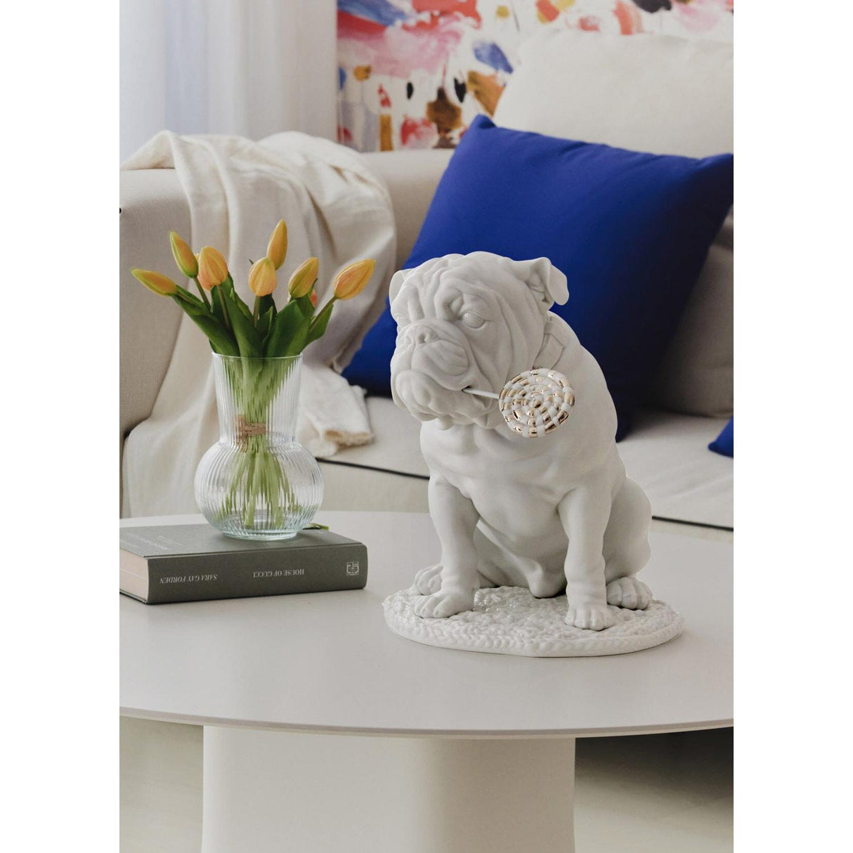 LLADRO' Scultura Bulldog con Lecca Lecca Re Deco 33x33cm Porcellana