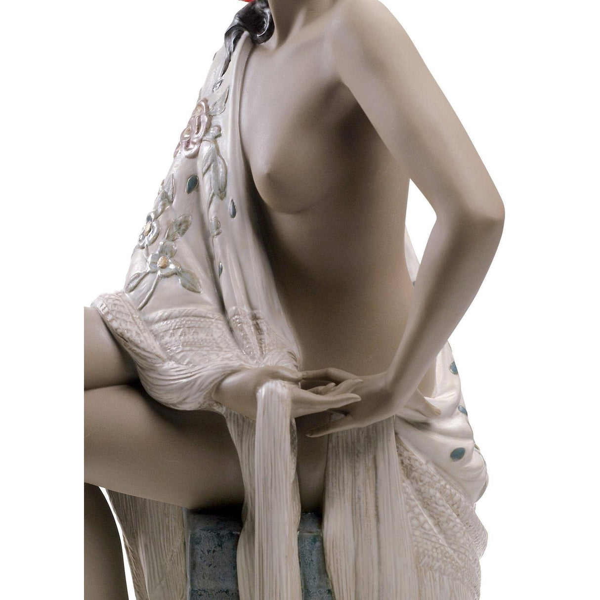 LLADRO' Figurina Donna Nudo con Scialle 43x30cm Porcellana