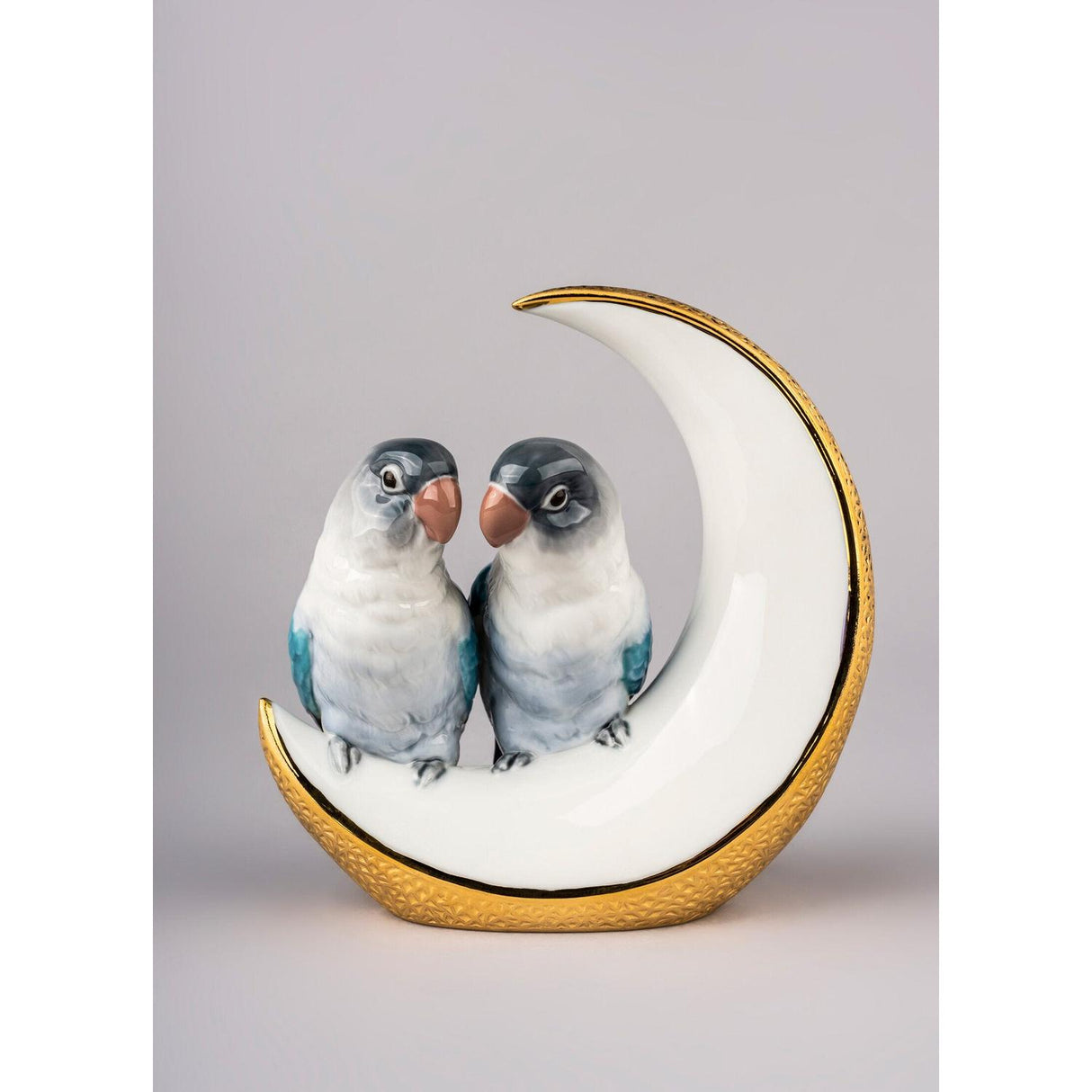 LLADRO' Figurina Uccelli Prendimi la Luna Lustro Oro 16x15cm Porcellana