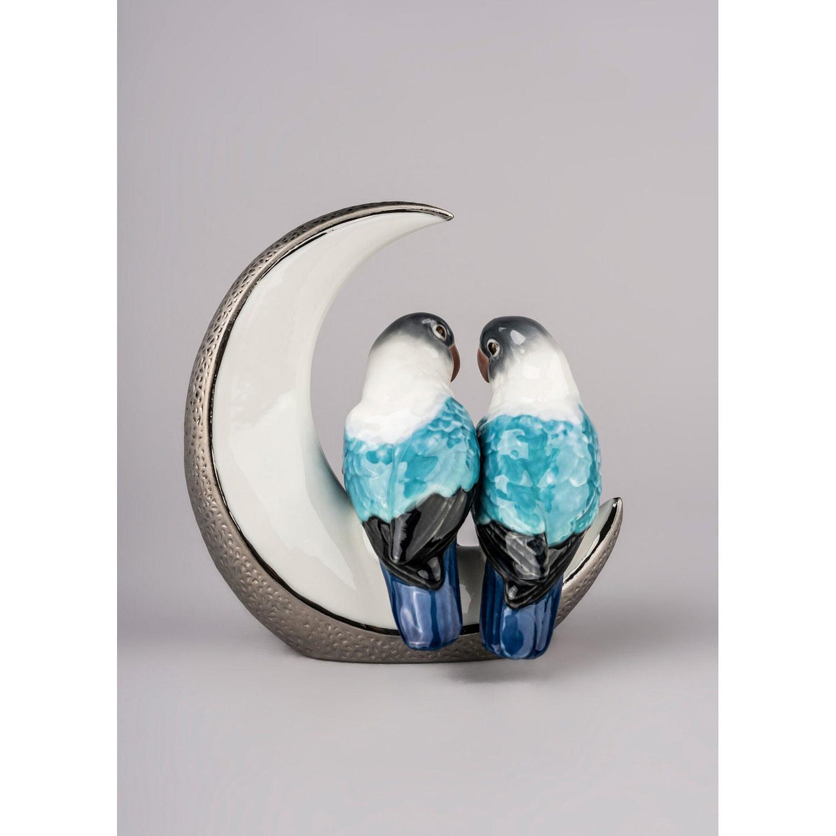 LLADRO' Figurina Uccelli Prendimi la Luna Lustro Argento 16x15cm Porcellana