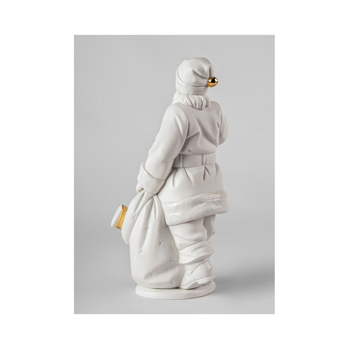 LLADRO' Scultura E' Arrivato Babbo Natale Bianco Oro 33x17cm Porcellana