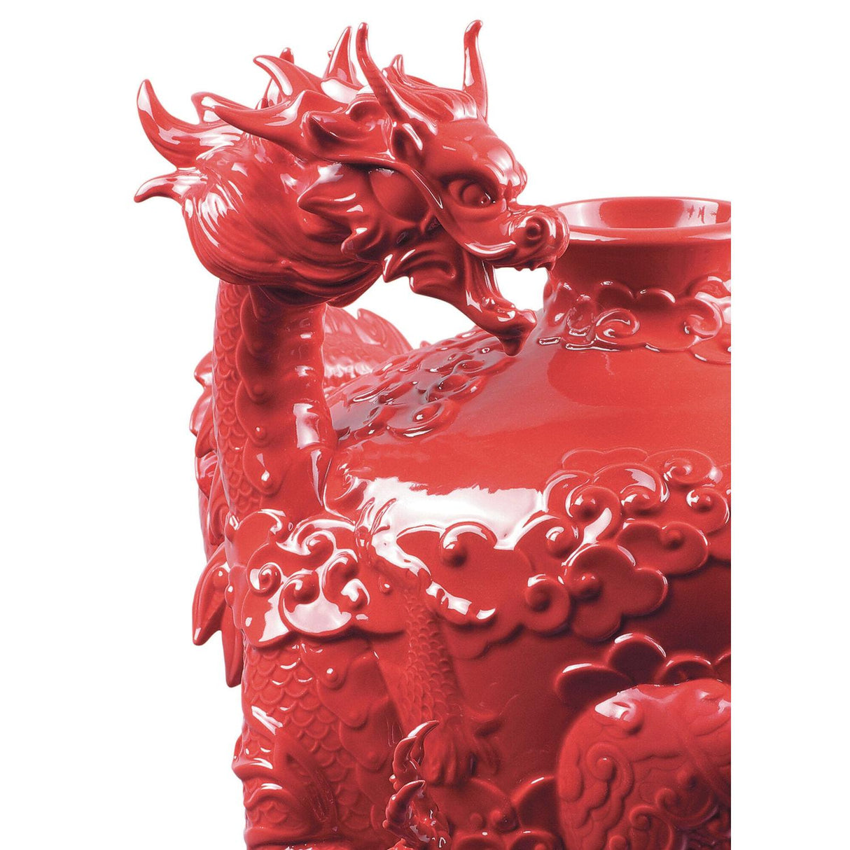LLADRO' Vaso la Fenice e Il Drago 32x28cm Porcellana
