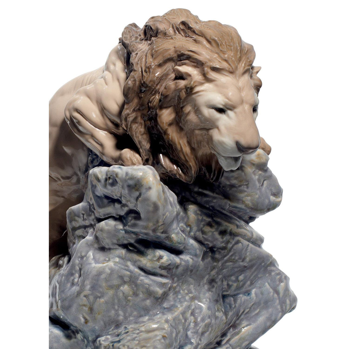 LLADRO' Figurina Leone in Agguato 29x31cm Porcellana