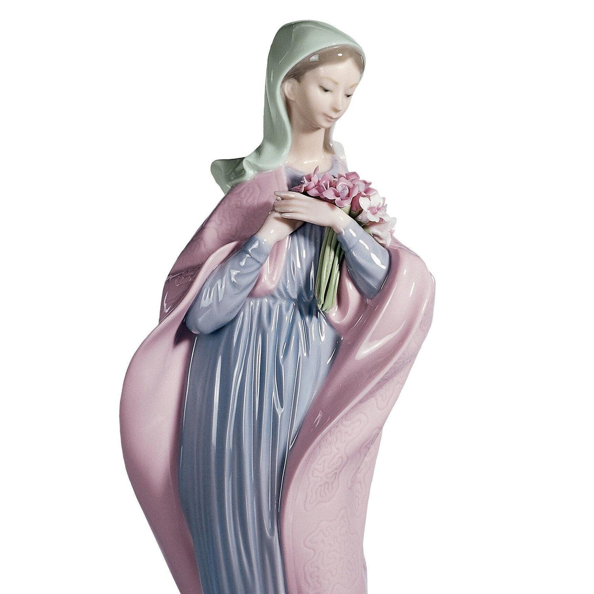 LLADRO' Figurina Vergine con Fiori 32x11cm Porcellana