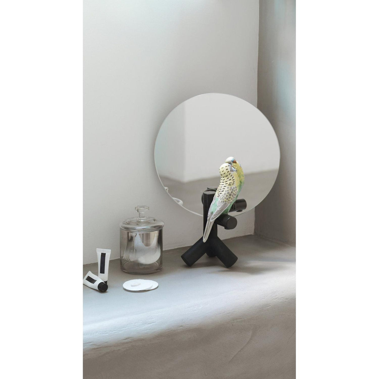 LLADRO' Specchio Toeletta Parrot Vanity 37x27cm Porcellana