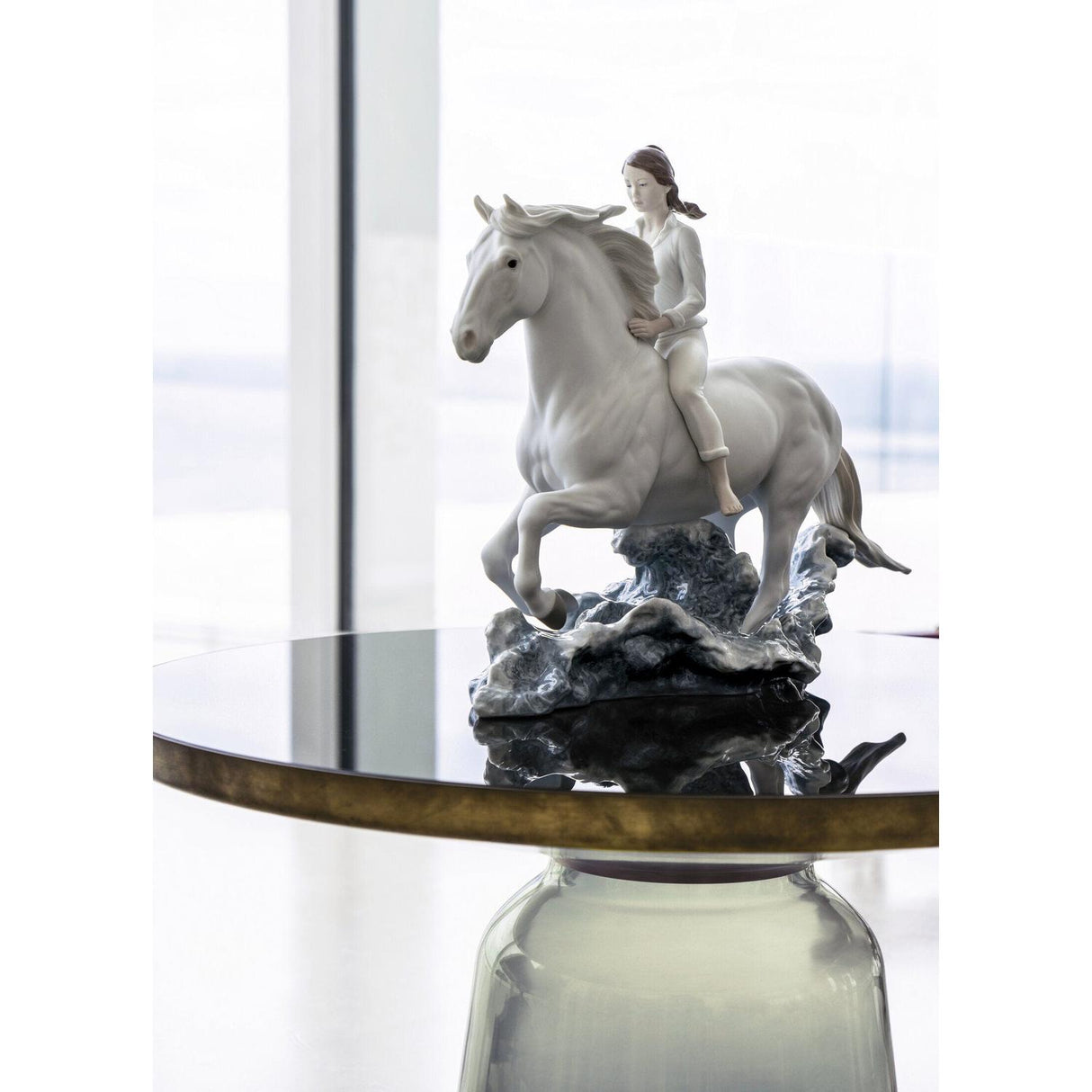 LLADRO' Figurina Cavallo e Donna Galoppo Nel Mare 36x48cm Porcellana