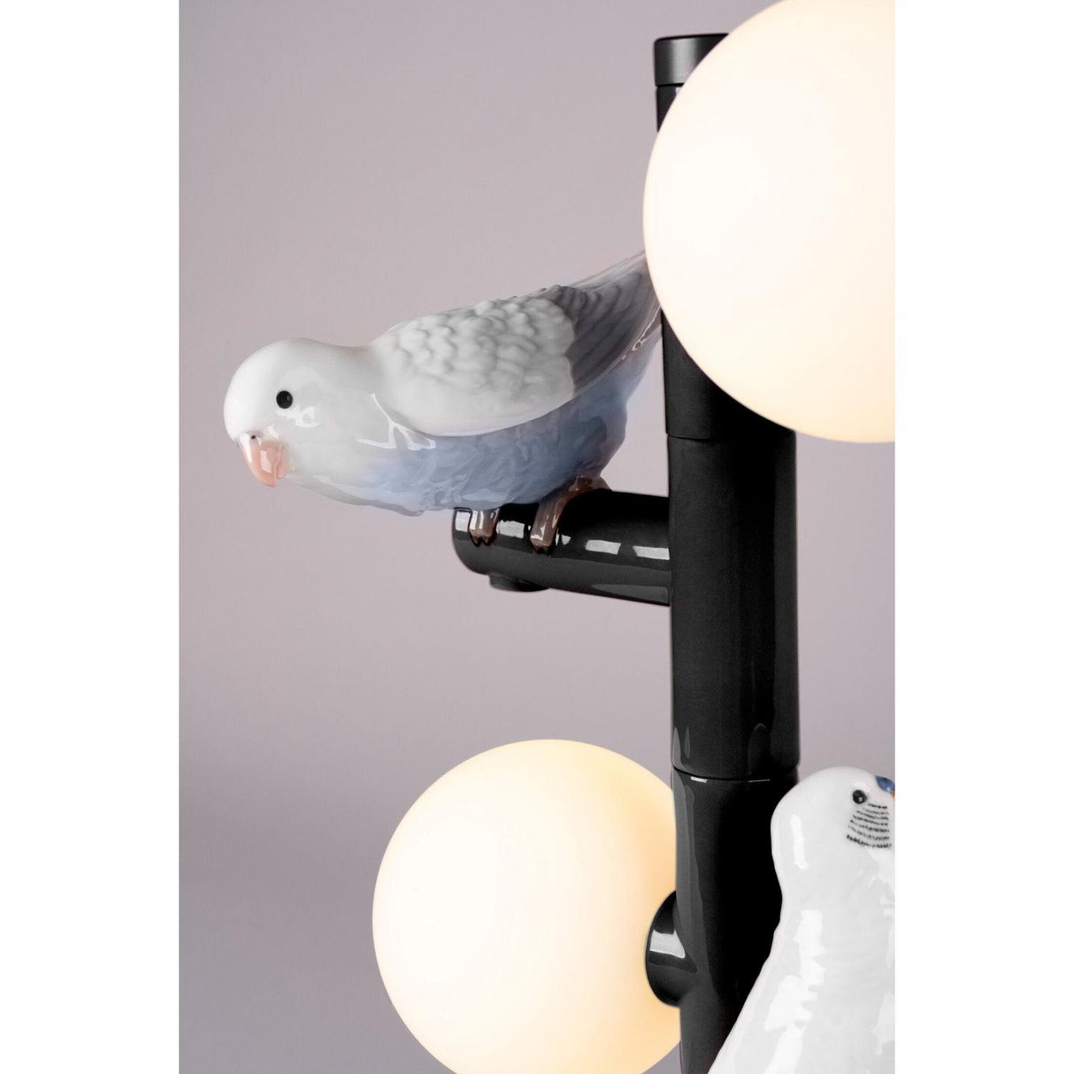 LLADRO' La Lampada da Tavolo The Parrot Party Nero 45x20cm Porcellana