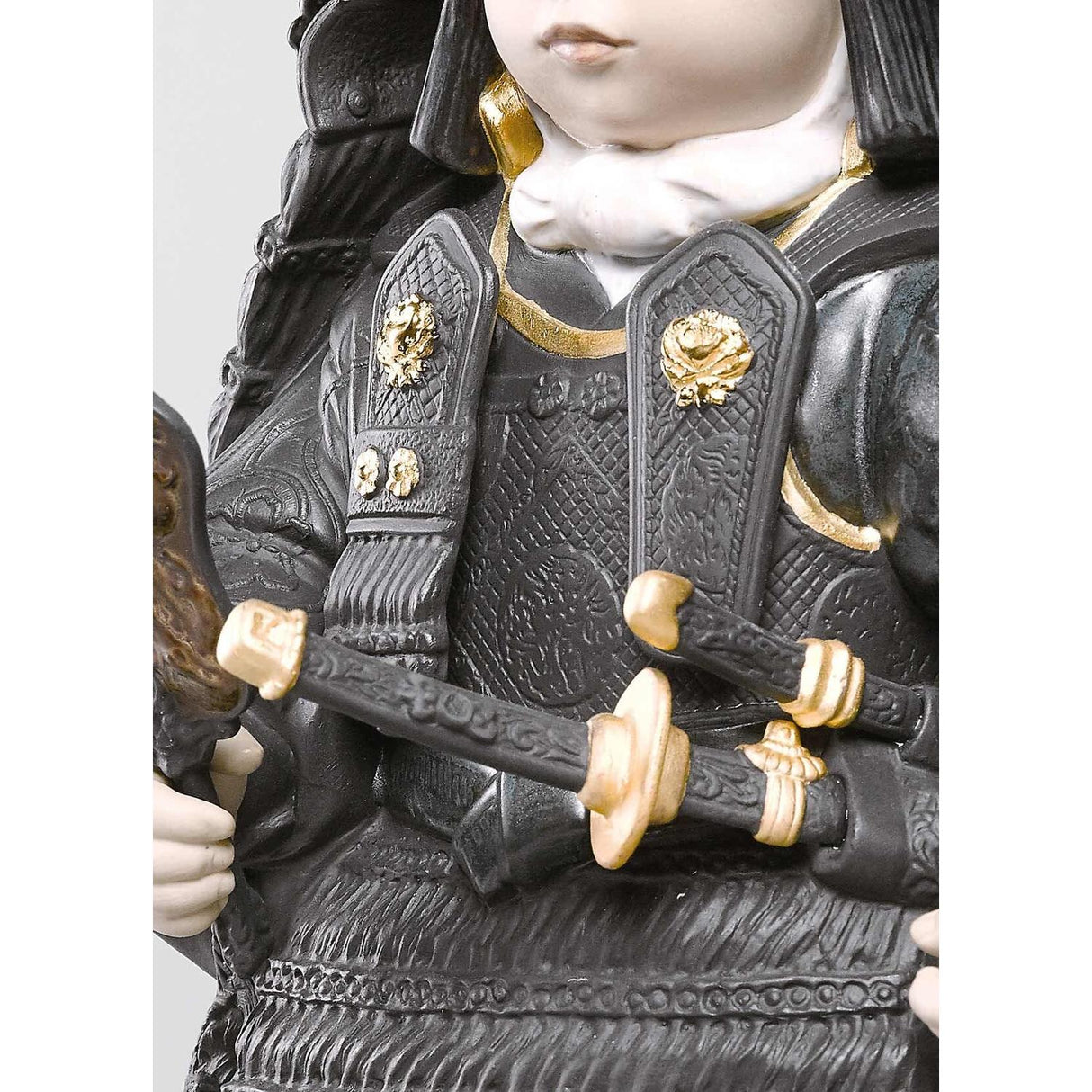LLADRO' Figurina Bambino Samurai Lustro Oro 36x20cm Porcellana