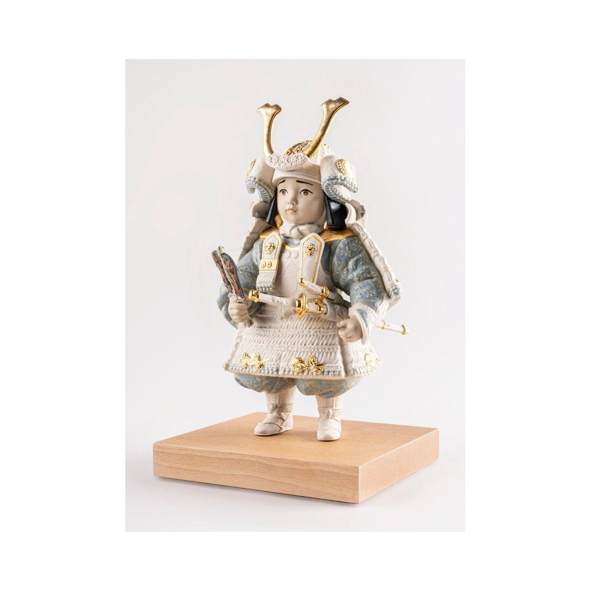LLADRO' Scultura Bambino Samurai Bianco Serie Limitata 36x21cm Porcellana