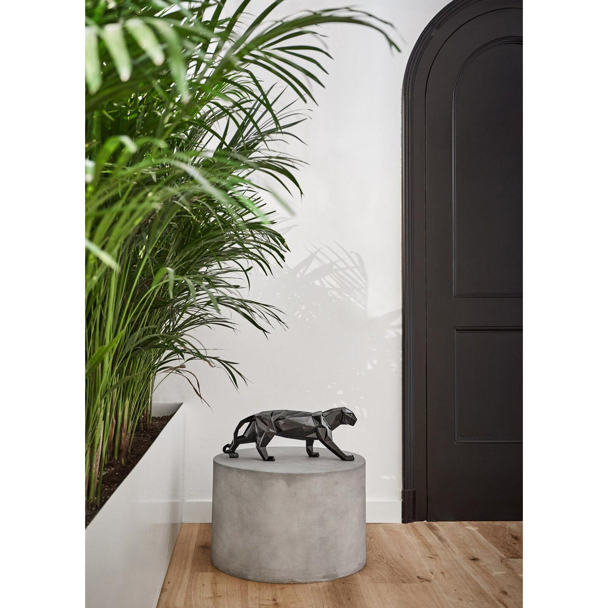 LLADRO' Scultura Pantera Nero Glassare 19x50cm Porcellana