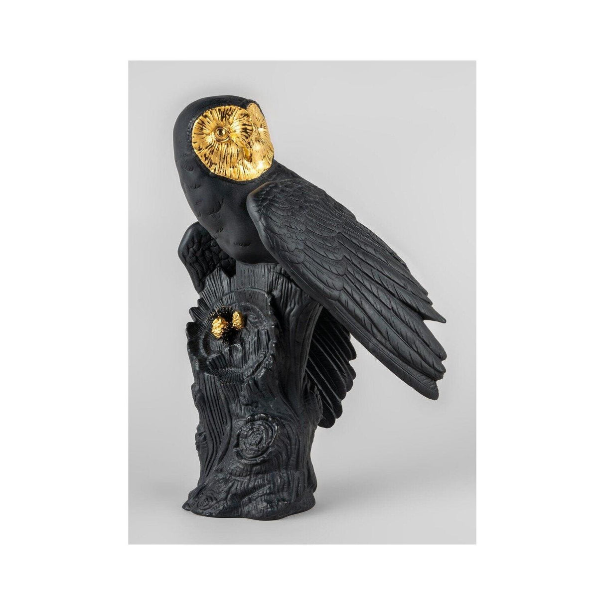 LLADRO' Scultura Gufo Nero Oro Serie Limitata 41x25cm Porcellana