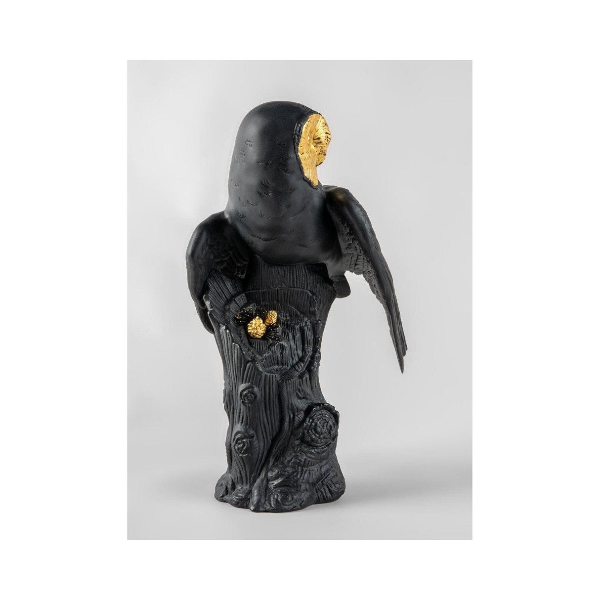 LLADRO' Scultura Gufo Nero Oro Serie Limitata 41x25cm Porcellana