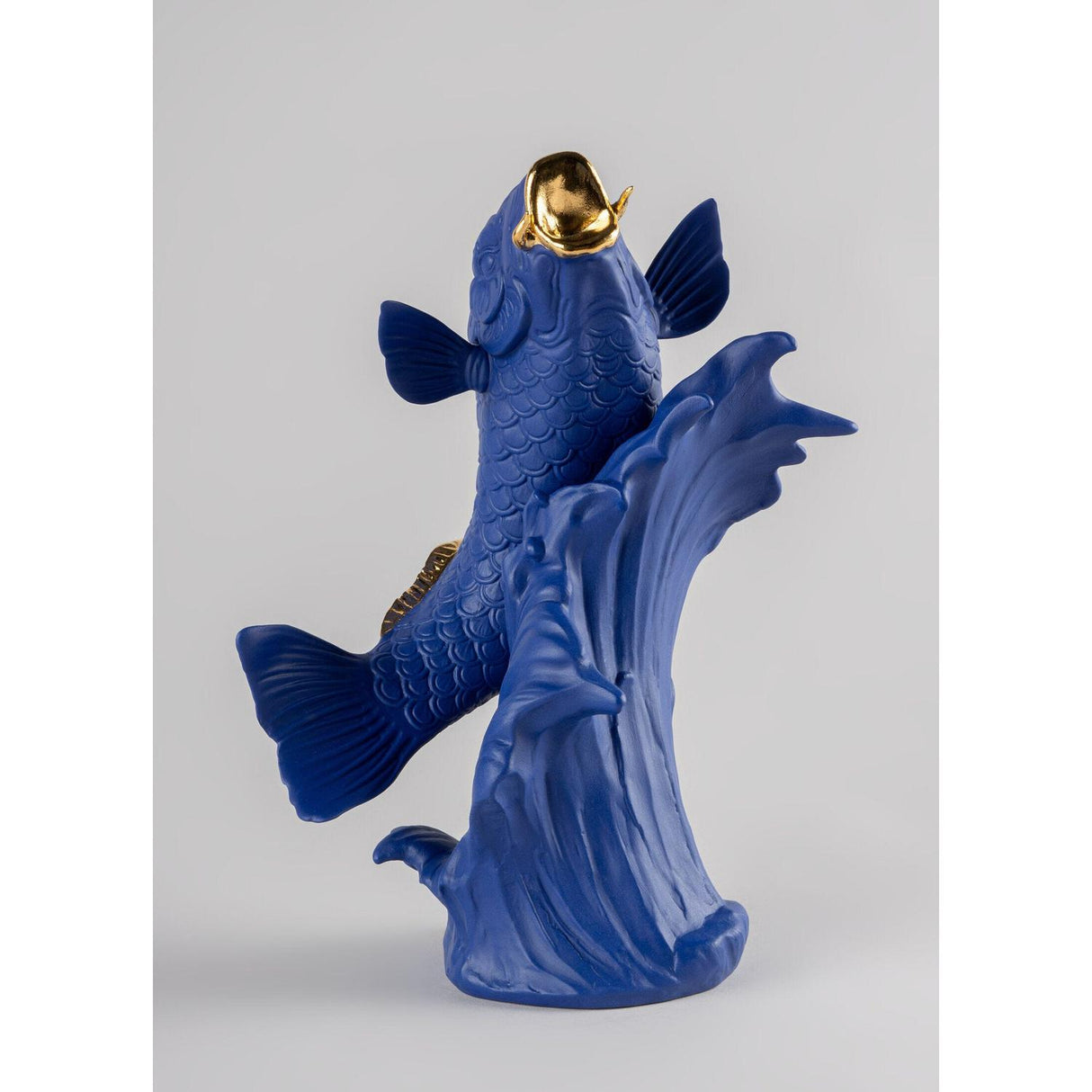 LLADRO' Scultura Carpa Koi Blu Oro Serie Limitata 31x21cm Porcellana