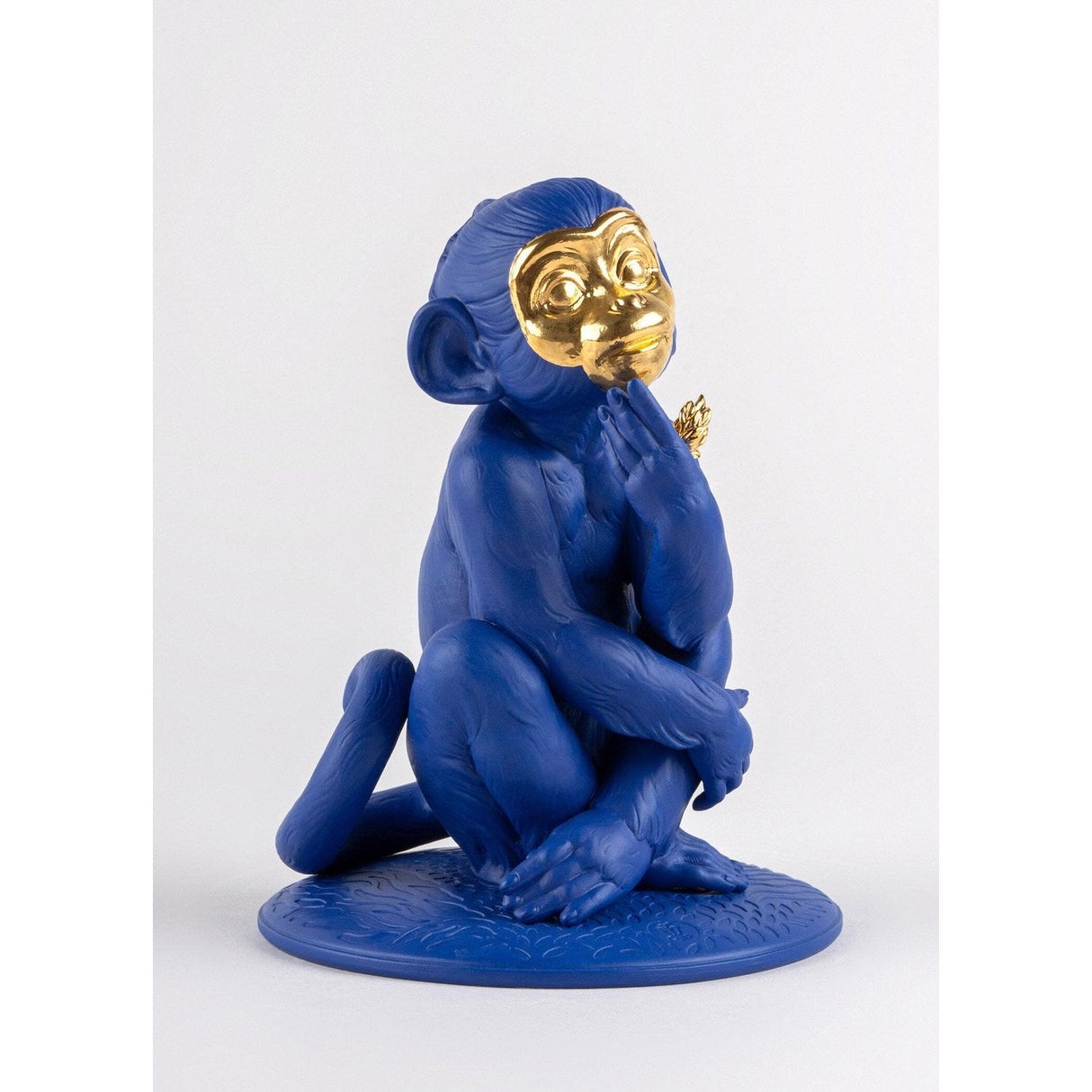 LLADRO' Scultura Piccola Scimmia Blu Oro Serie Limitata 23x17cm Porcellana