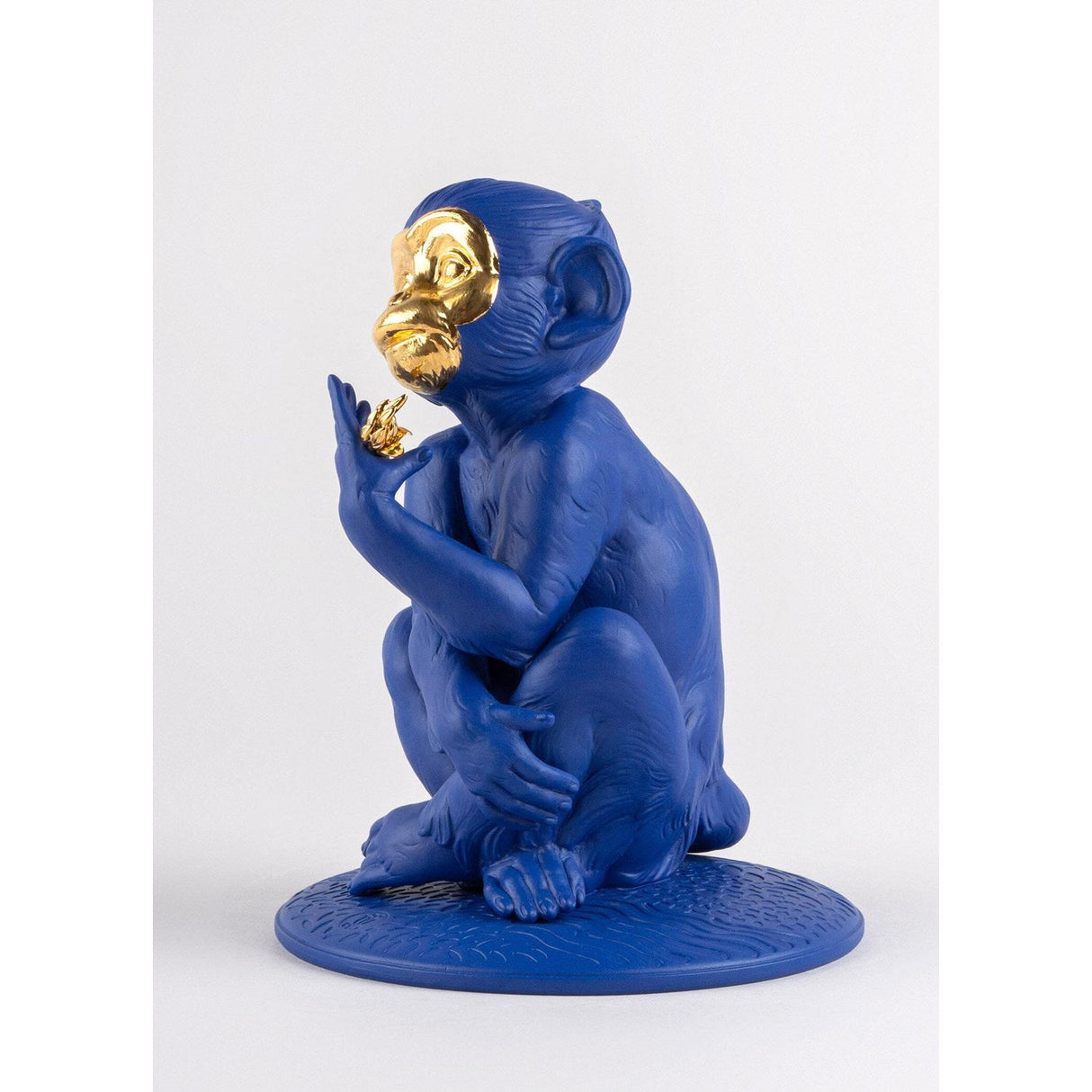 LLADRO' Scultura Piccola Scimmia Blu Oro Serie Limitata 23x17cm Porcellana