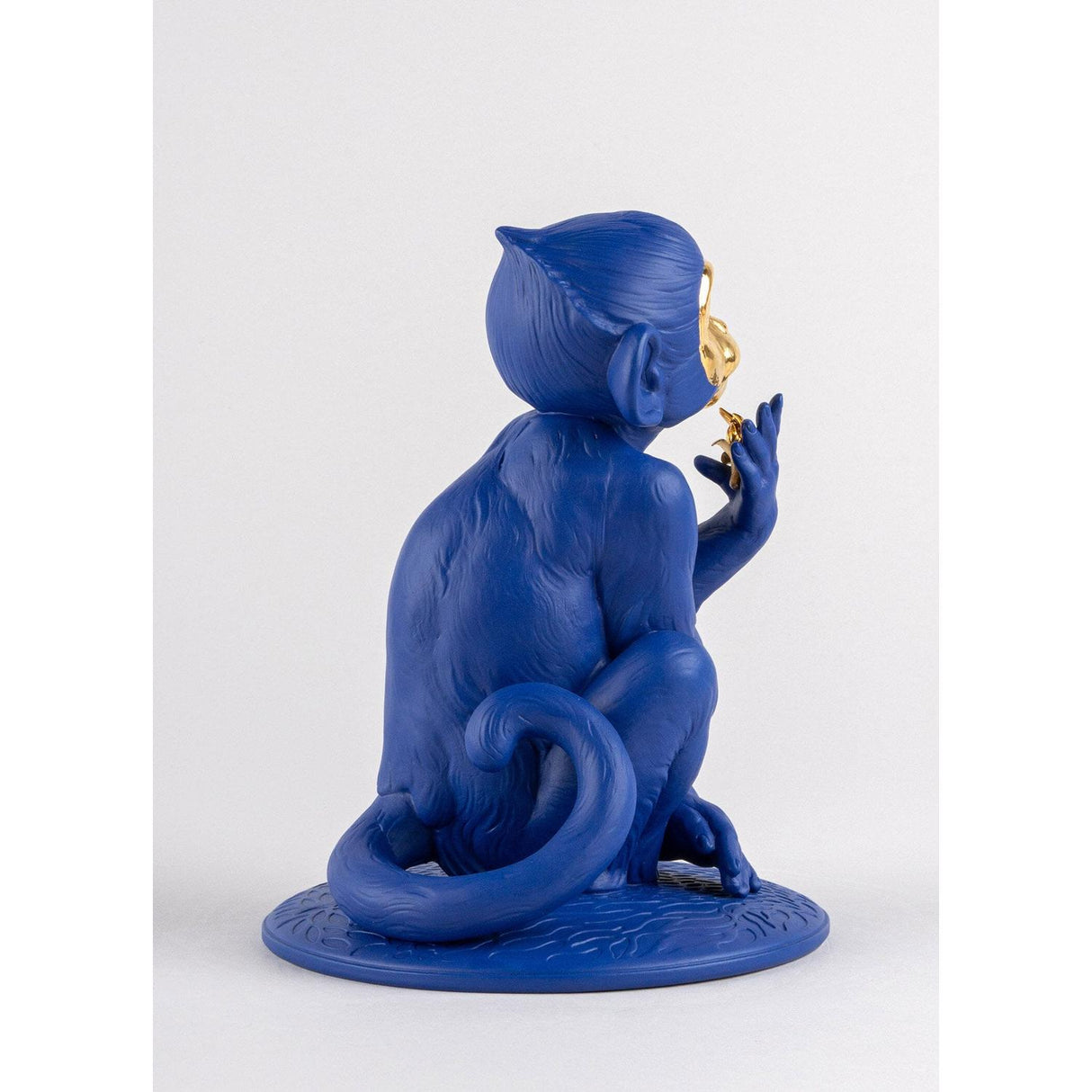LLADRO' Scultura Piccola Scimmia Blu Oro Serie Limitata 23x17cm Porcellana