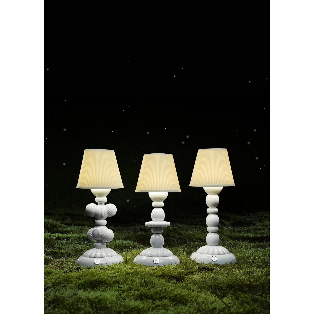 LLADRO' Lampada da Tavolo Firefly Cactus Bianco 30x12cm Porcellana