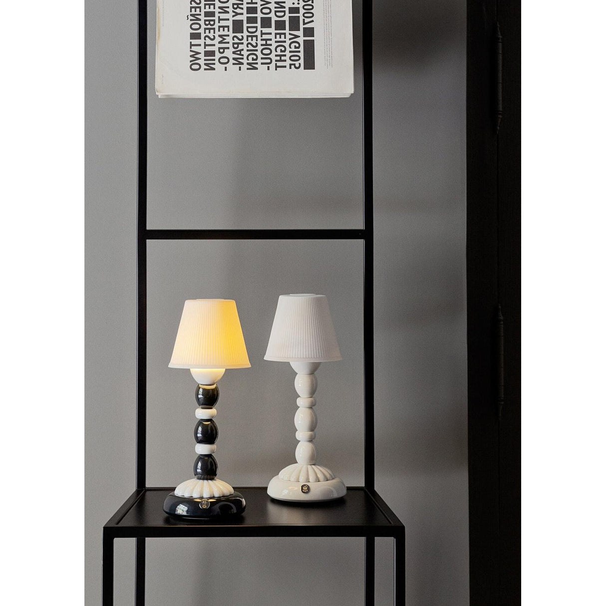 LLADRO' Lampada da Tavolo Firefly Palm Azzurro Pallido 30x12cm Porcellana