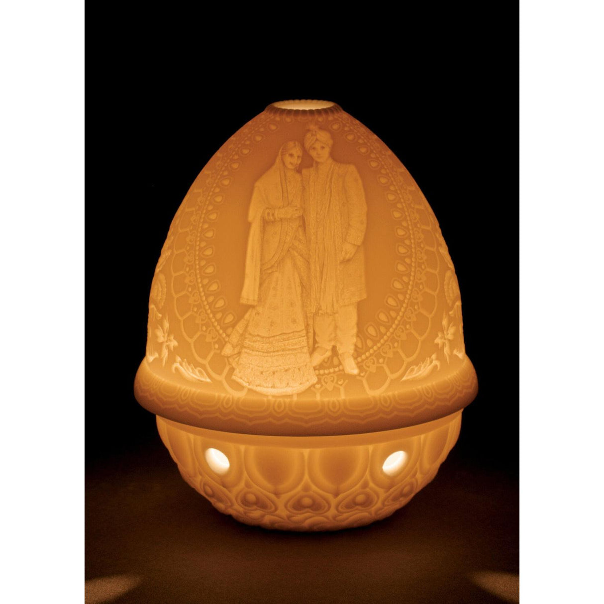 LLADRO' Litofania Matrimonio Hindù Paralume 12x9cm Porcellana