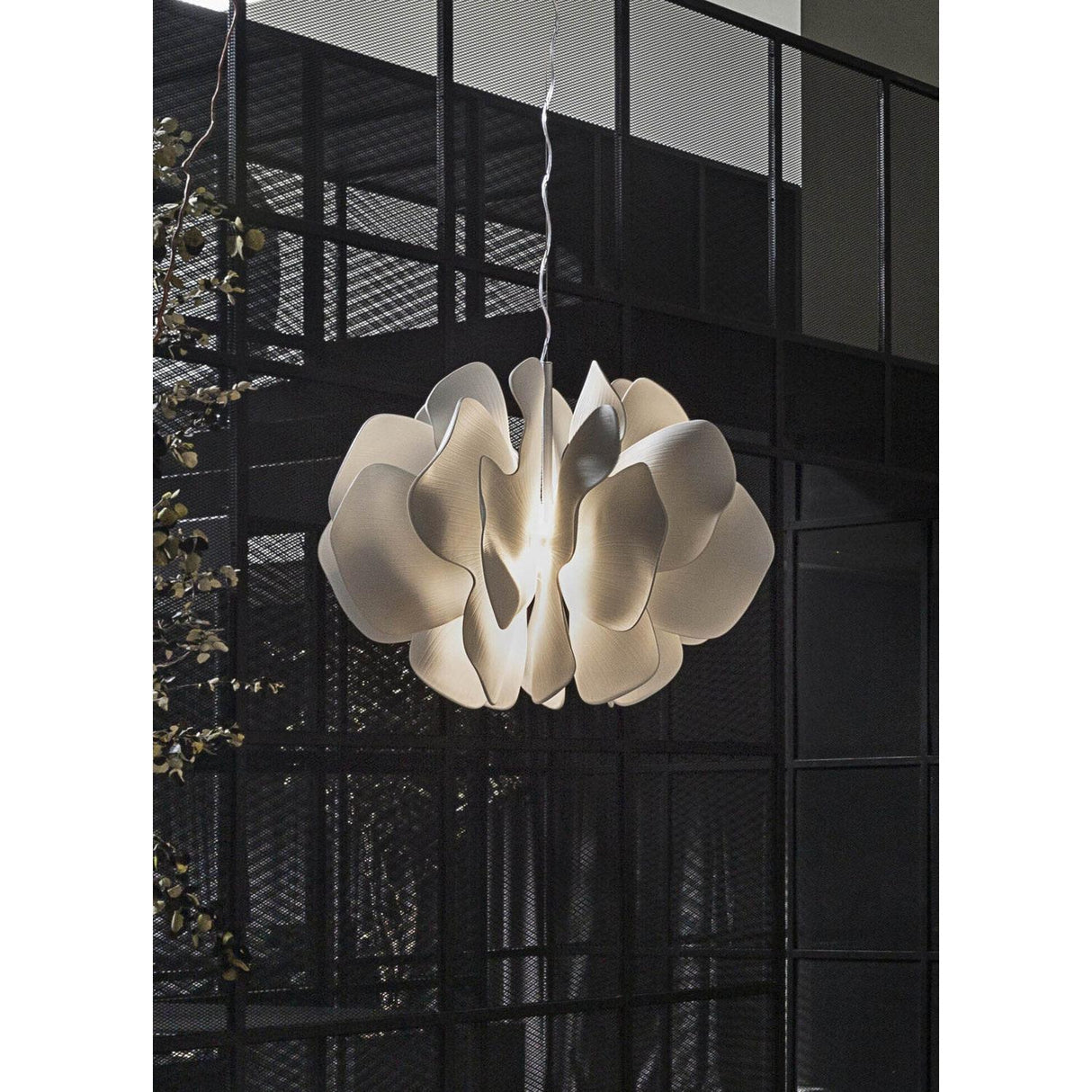 LLADRO' Nightbloom Lampada Sospesa 40cm Bianco 170x47cm Porcellana