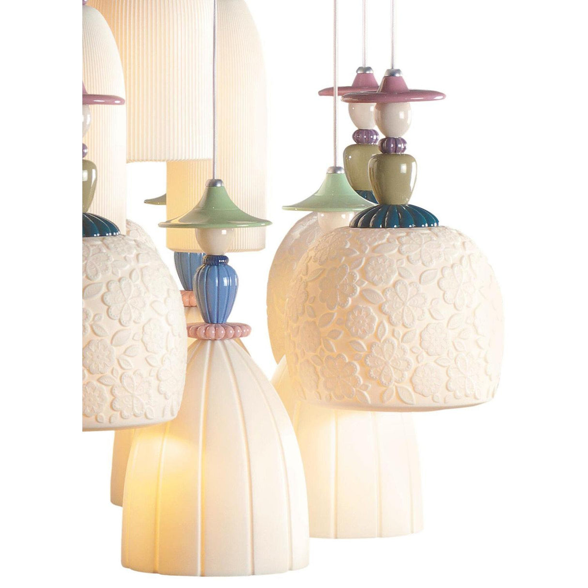 LLADRO' Chandelier Mademoiselle Danzando Sulla Sabbia 18 Luci 197x86cm Porcellana