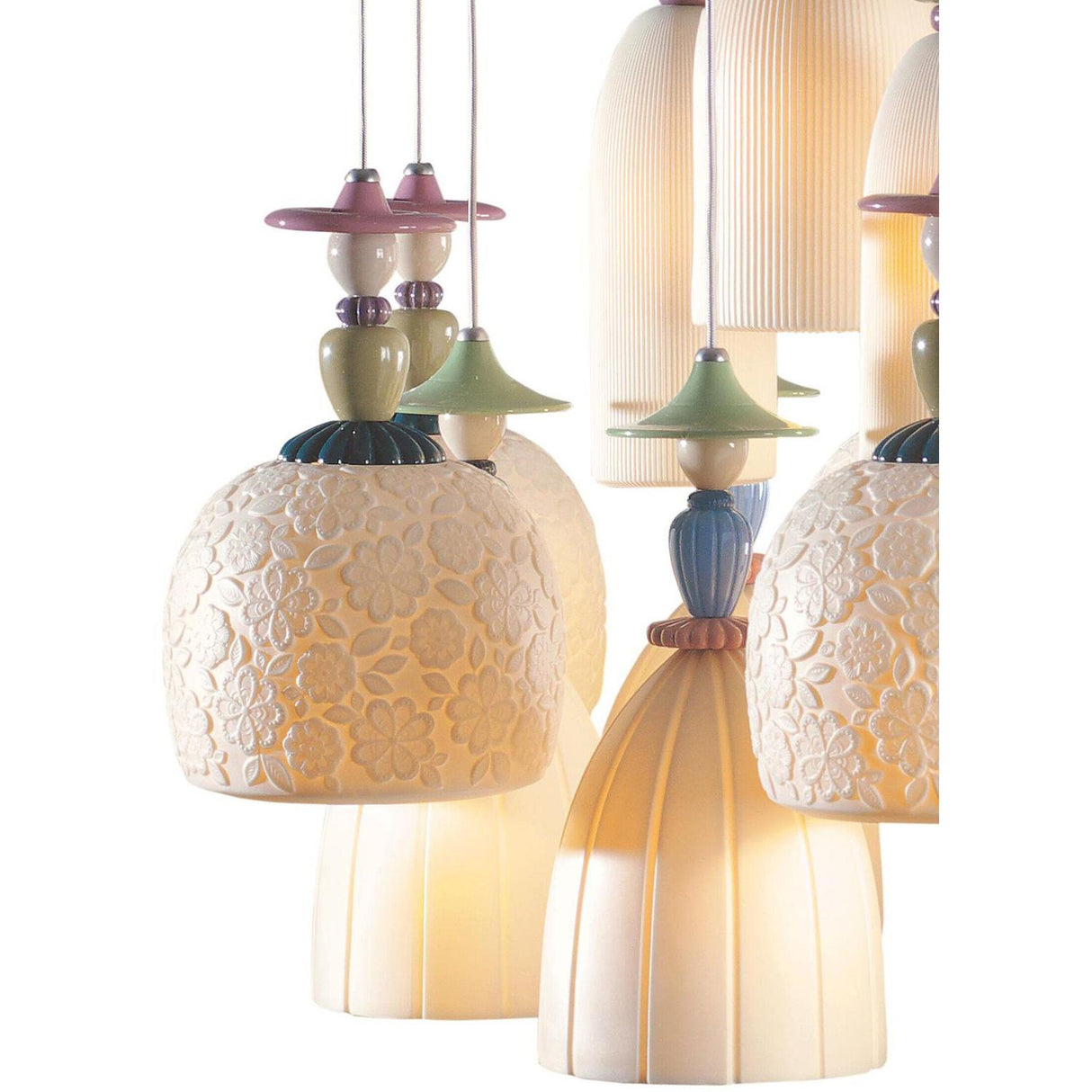 LLADRO' Chandelier Mademoiselle Danzando Sulla Sabbia 18 Luci 197x86cm Porcellana