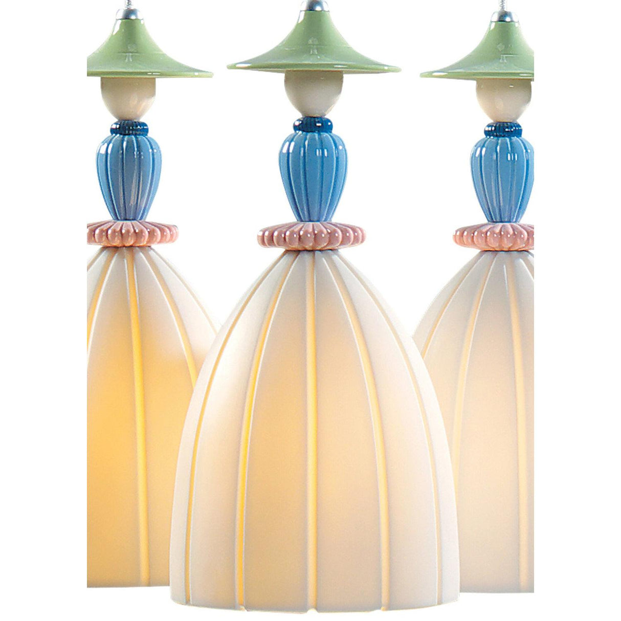 LLADRO' Lampadario Mademoiselle Composizione Circolare 3 Luci Condividendo Segreti 197x44cm Porcellana