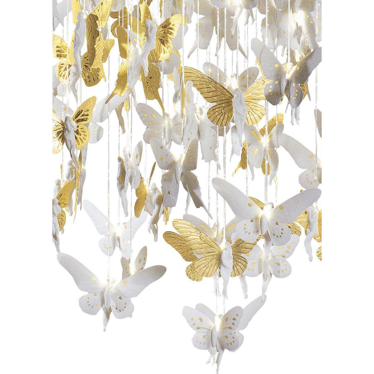 LLADRO' Chandelier Niagara 110 M Lustro Oro 185x110cm Porcellana