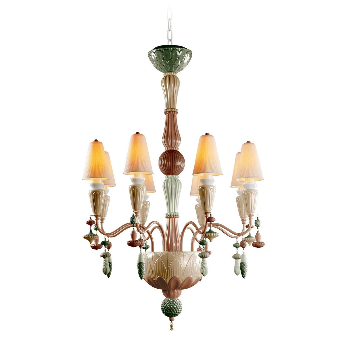 LLADRO' Chandelier Ivy e Seed 8 Luci Spezie 123x70cm Porcellana