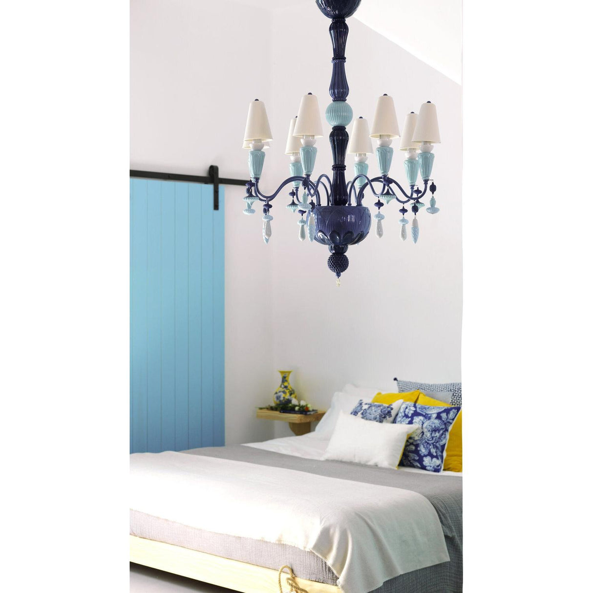LLADRO' Chandelier Ivy e Seed 8 Luci Oceano 123x70cm Porcellana
