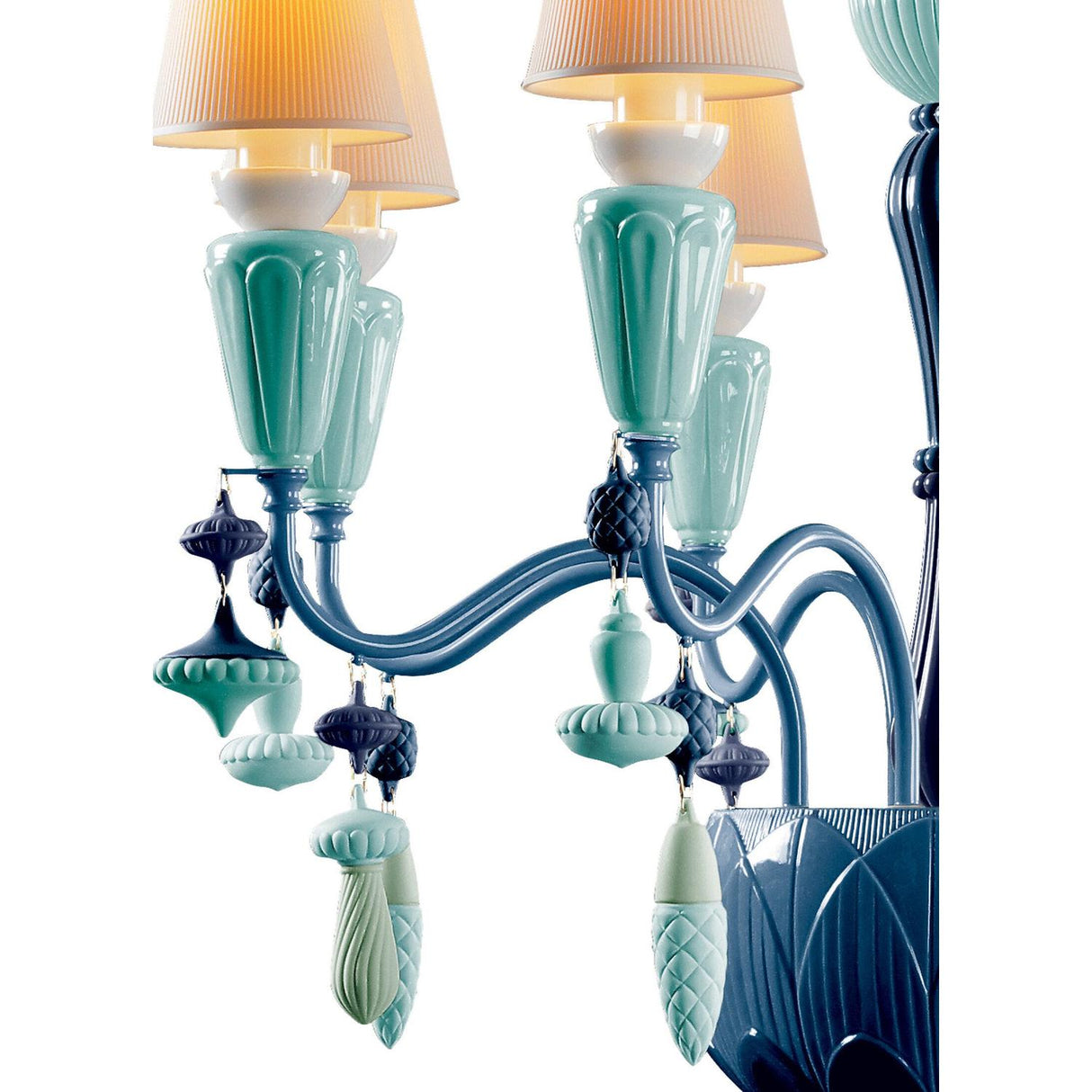 LLADRO' Chandelier Ivy e Seed 8 Luci Oceano 123x70cm Porcellana