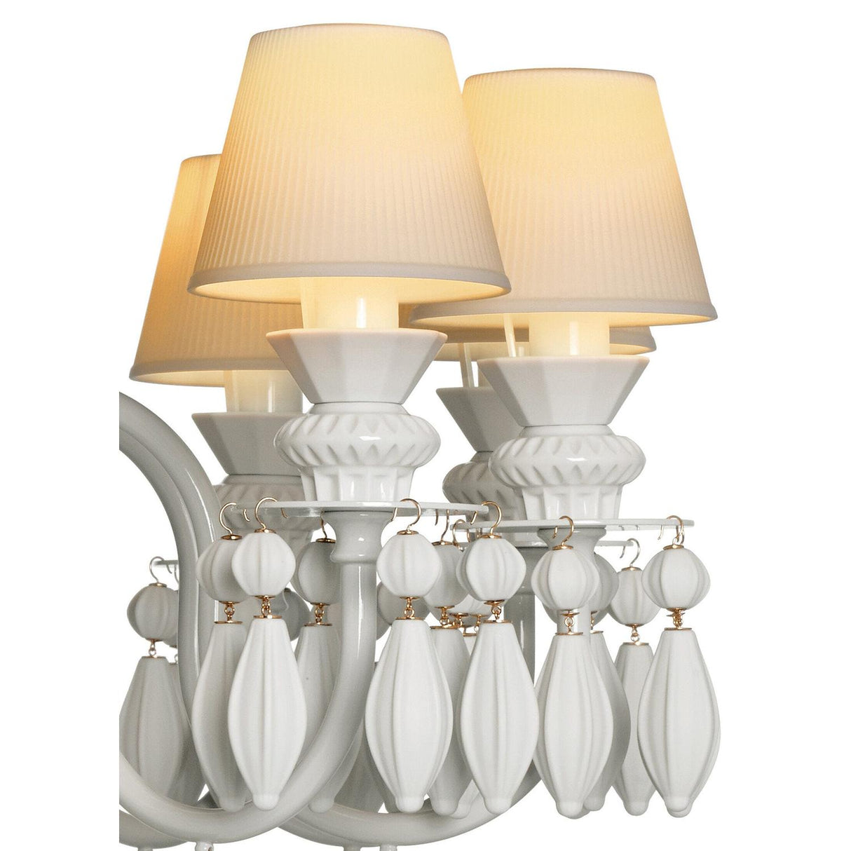 Lladró Chandelier Belle De Nuit 12 Luci Bianco 100x65cm Porcellana