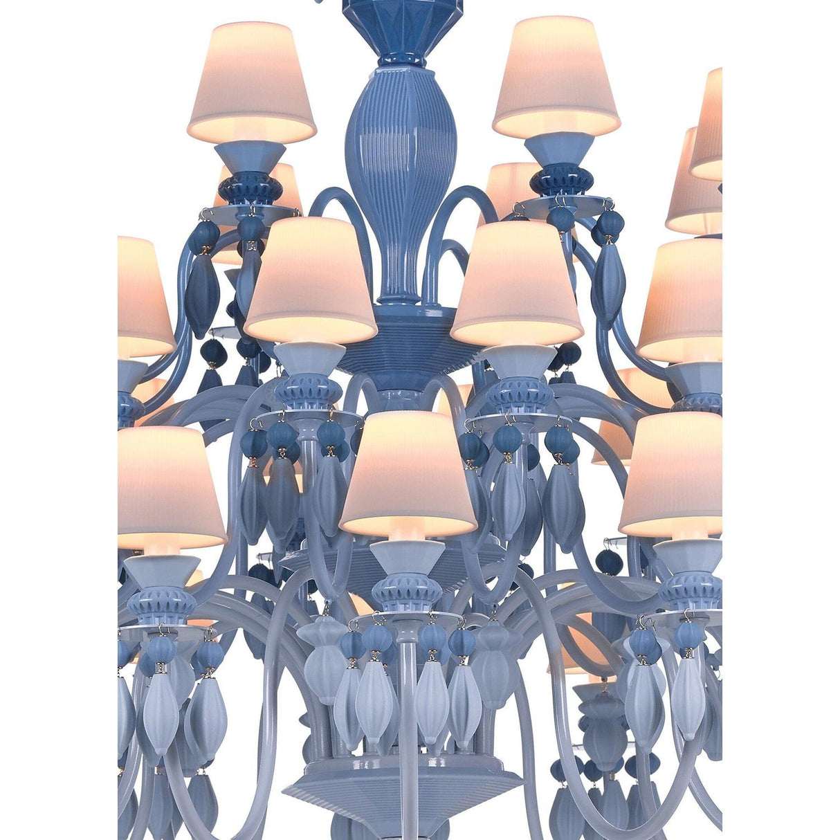 LLADRO' Chandelier Belle De Nuit 40 Luci Azzurro 150x100cm Porcellana