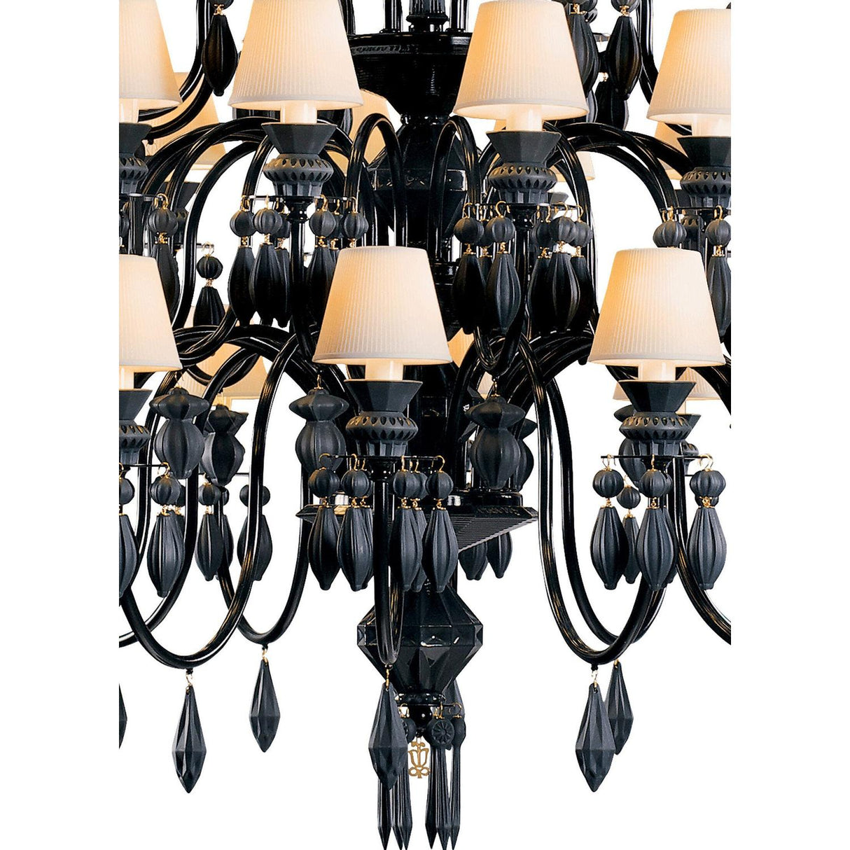 LLADRO' Chandelier Belle De Nuit 40 Luci Nero Assoluto 150x100cm Porcellana