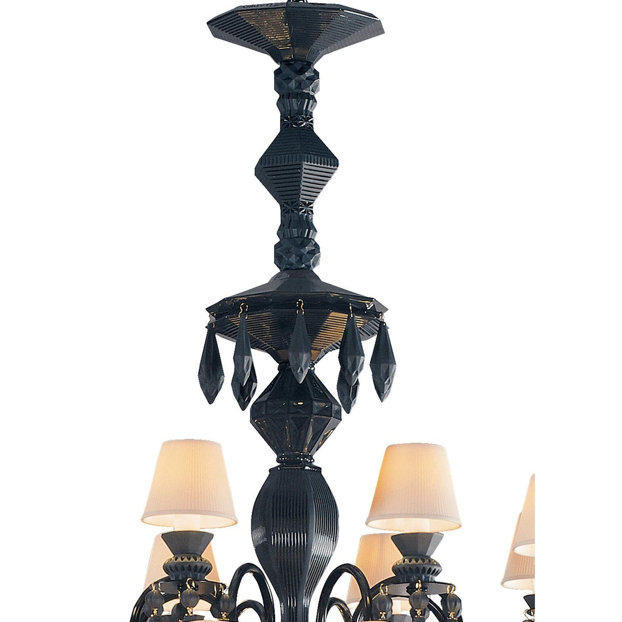 LLADRO' Chandelier Belle De Nuit 56 Luci Nero Assoluto 175x110cm Porcellana