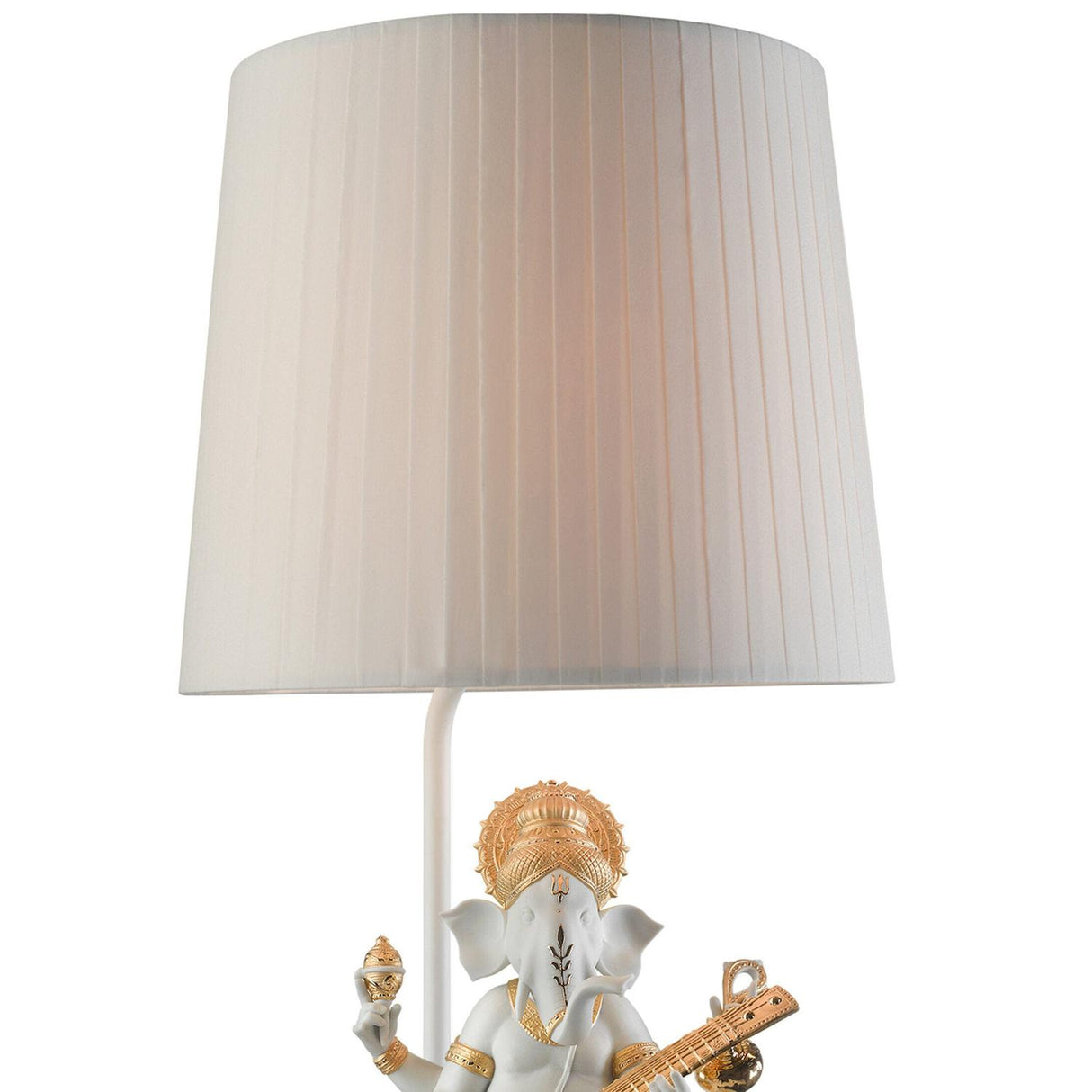 Lladró Lampada da Tavolo Ganesha con Veena Lustro Oro 57x30cm Porcellana