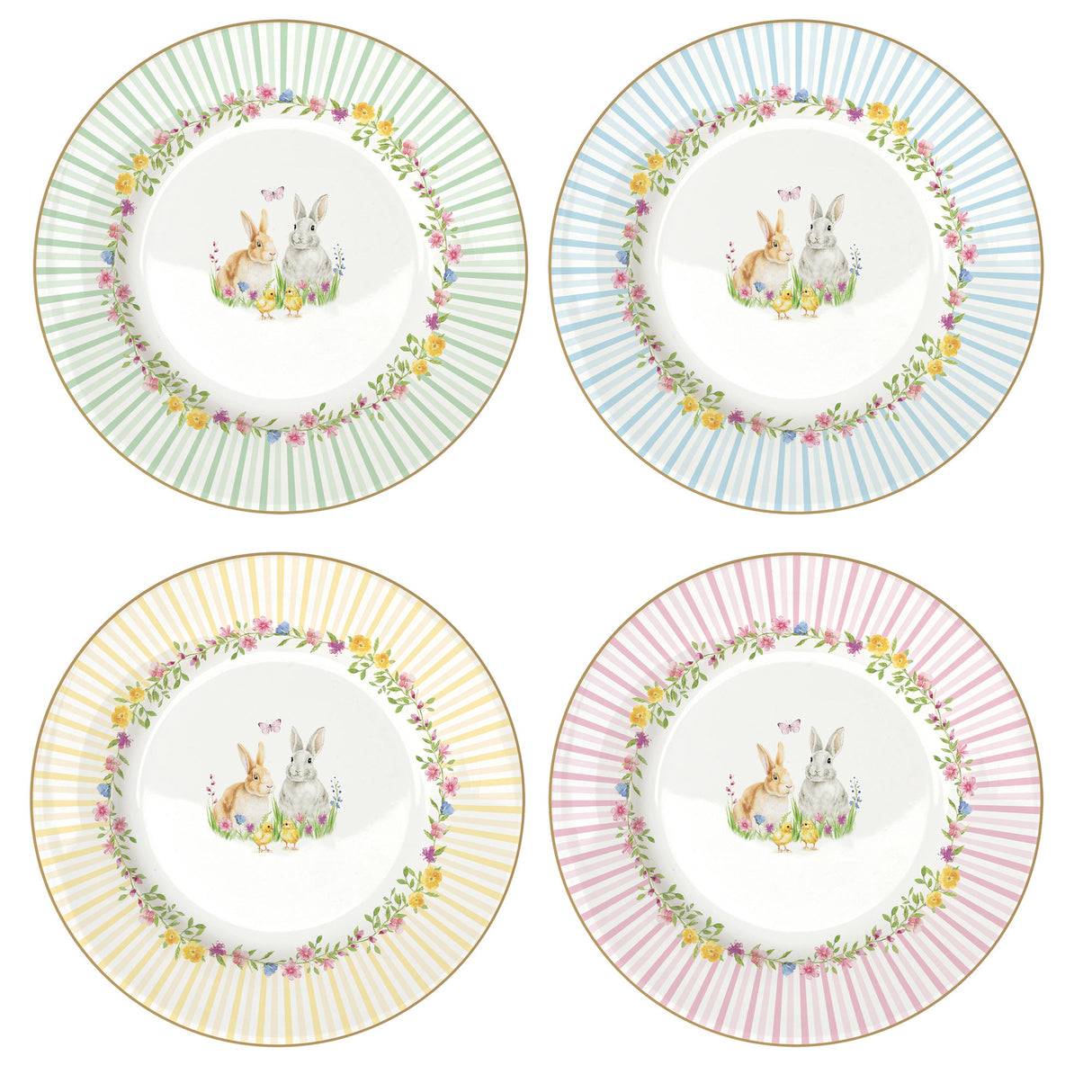 Set 4 piatti dessert Happy Easter Easy Life in porcellana decorata 19 cm