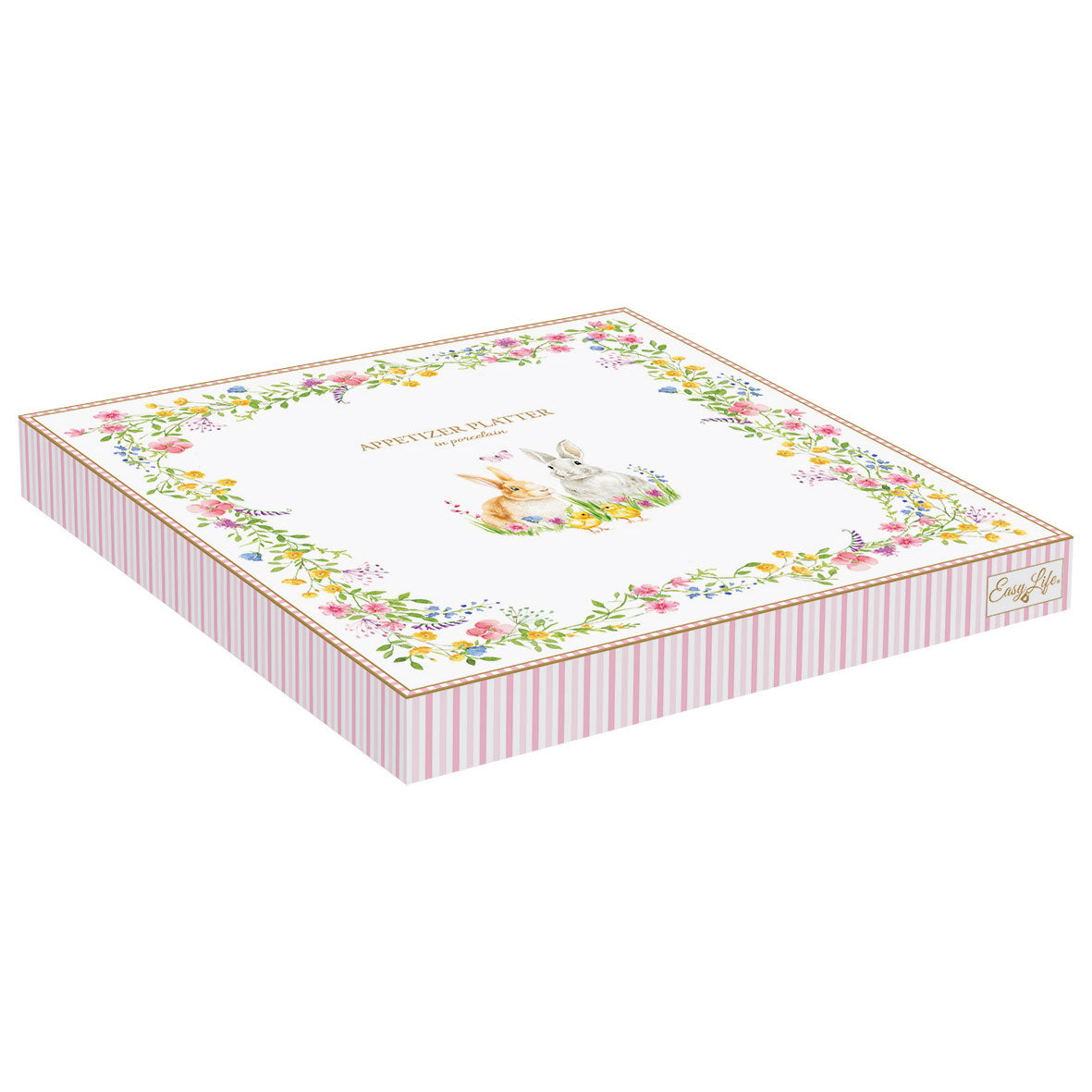 EASY LIFE Happy Easter Antipastiera 25x25 Porcellana Tavola di Pasqua