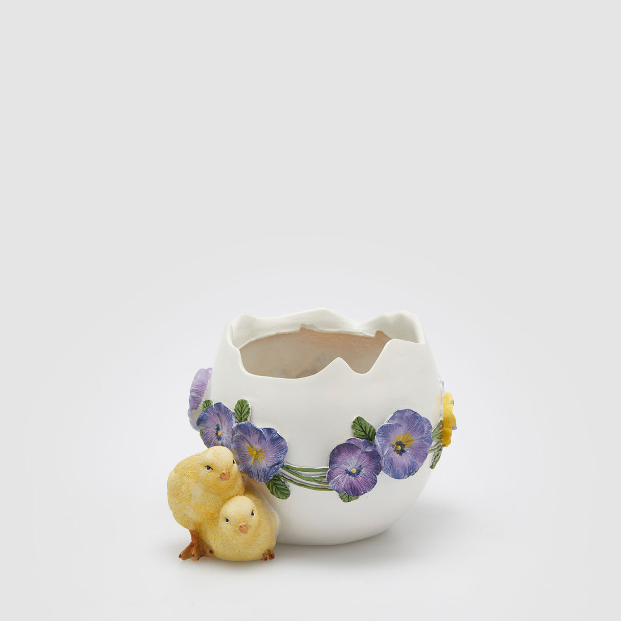 Vaso uovo con pulcino EDG in poliresina lucida 14 cm decorazione Pasqua