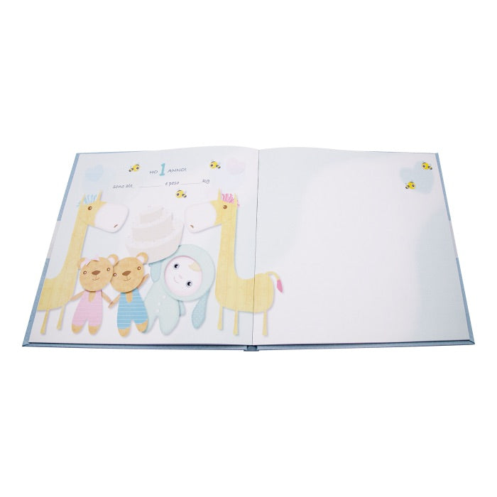 MASCAGNI CASA Album Fotografico 60 Pagine Illustrate 26x26cm Orsetto Azzurro