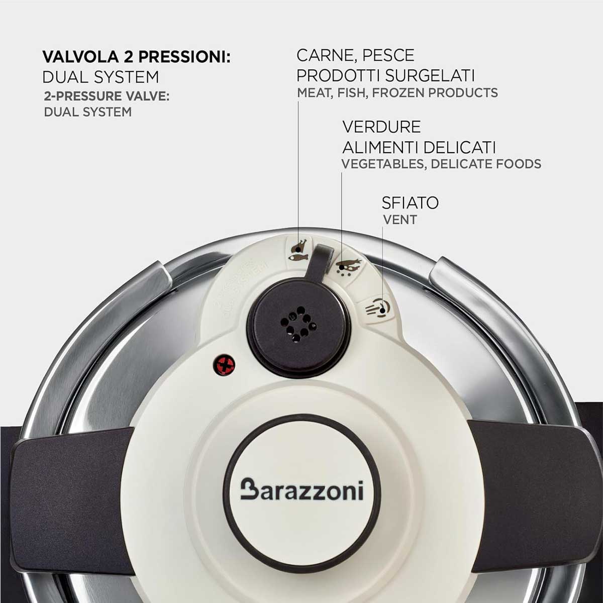 BARAZZONI Facile Dual System Pressure Cooker 4.5 L Stainless Steel 22cm