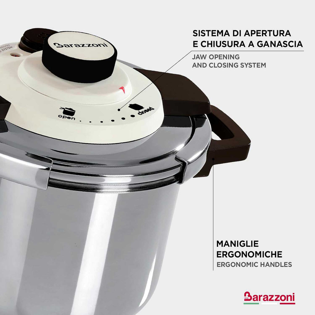 BARAZZONI Facile Dual System Pressure Cooker 4.5 L Stainless Steel 22cm