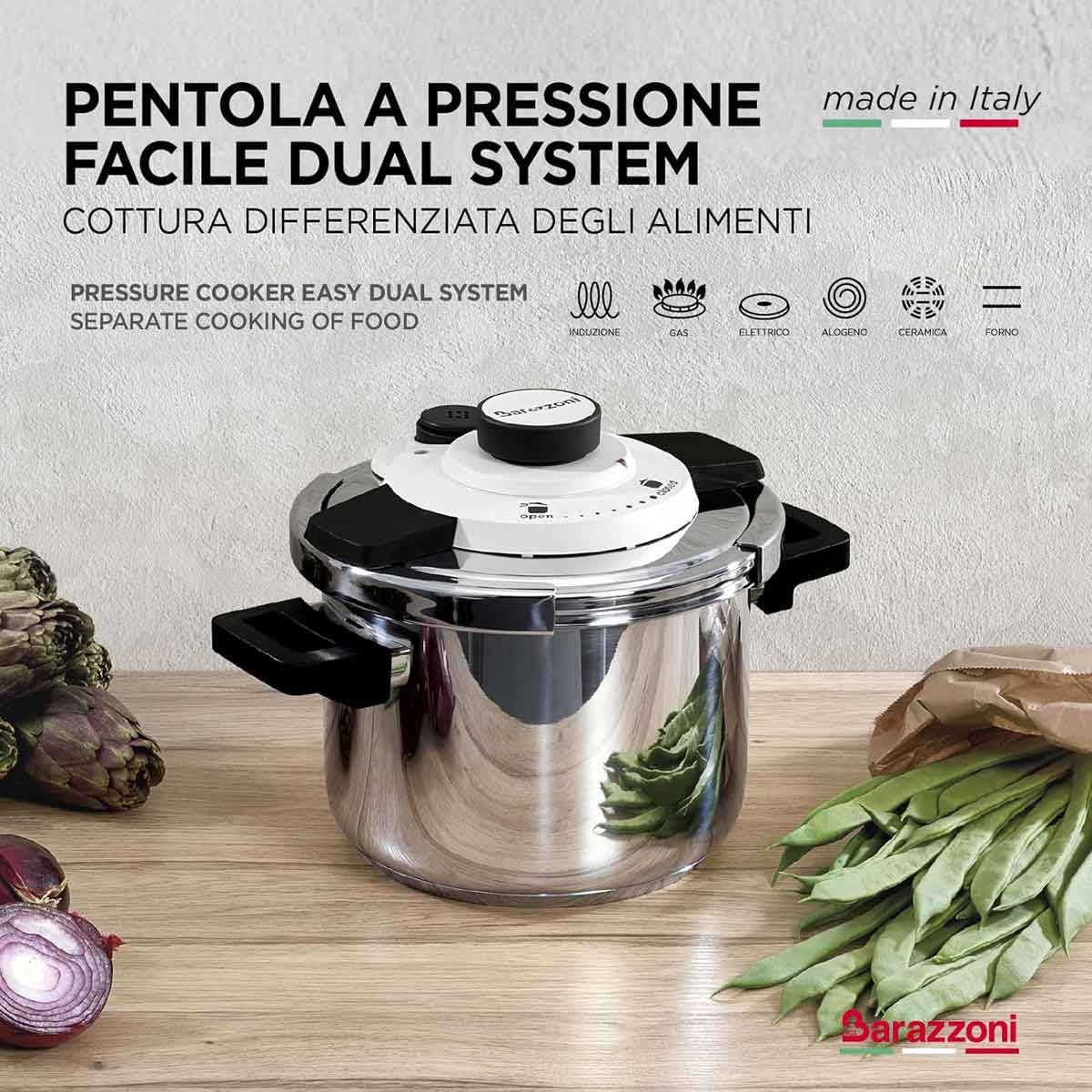 BARAZZONI Facile Dual System Pressure Cooker 6 L Stainless Steel 22cm