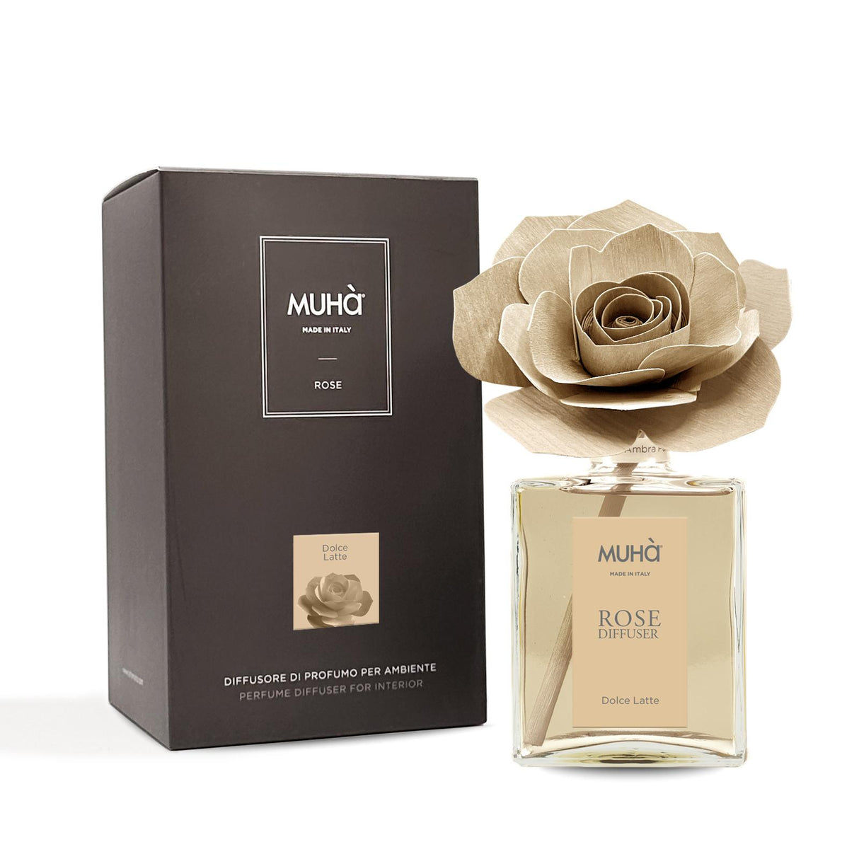 MUHA' Profumatore D'Ambiente Diffusore Rosa 200ml Dolce Latte