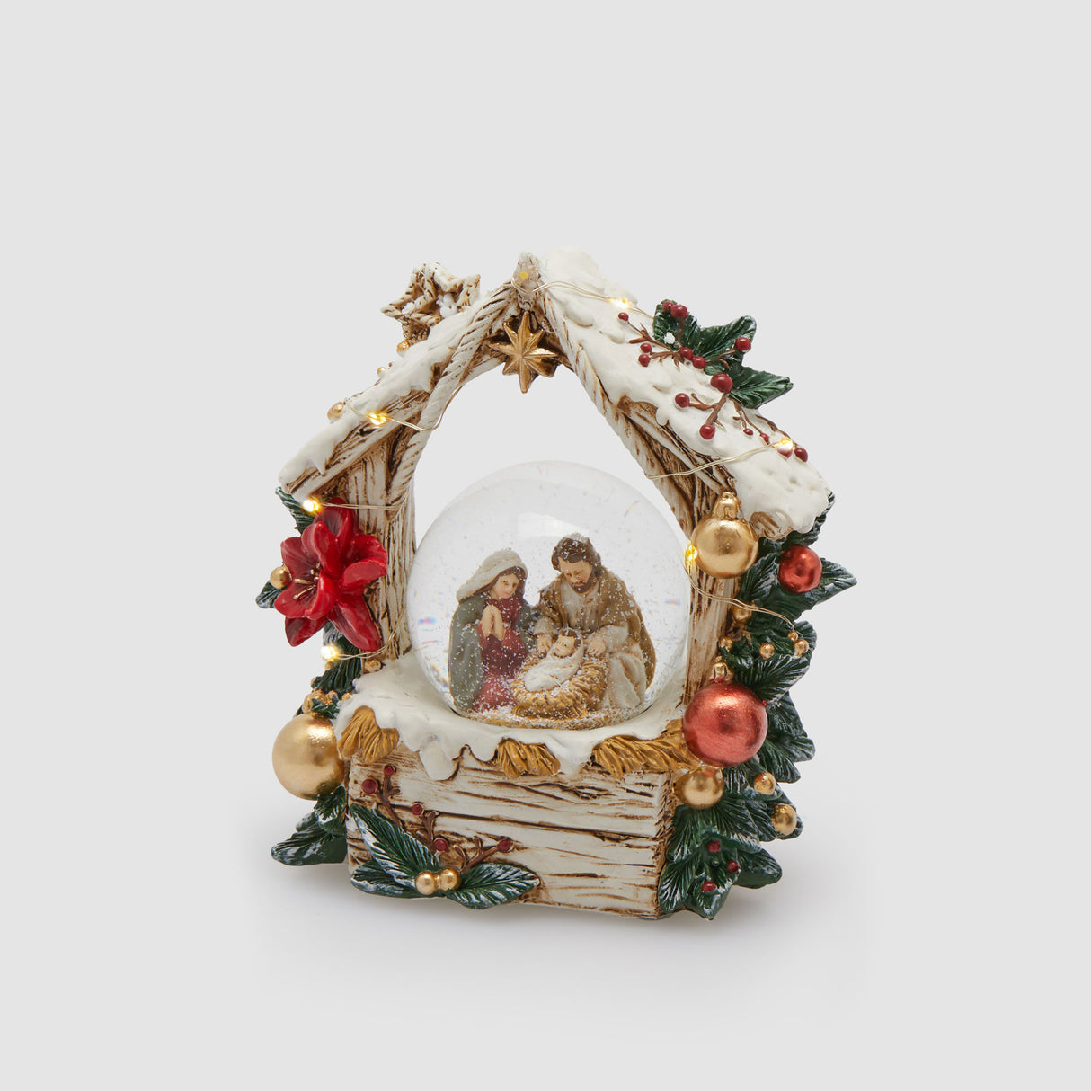 Palla di neve Natività EDG con luci LED decorazione natalizia 15x14 cm
