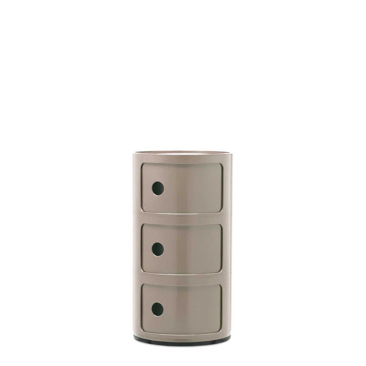 Componibili Kartell in ABS metallizzato tortora lucido 3 cassetti