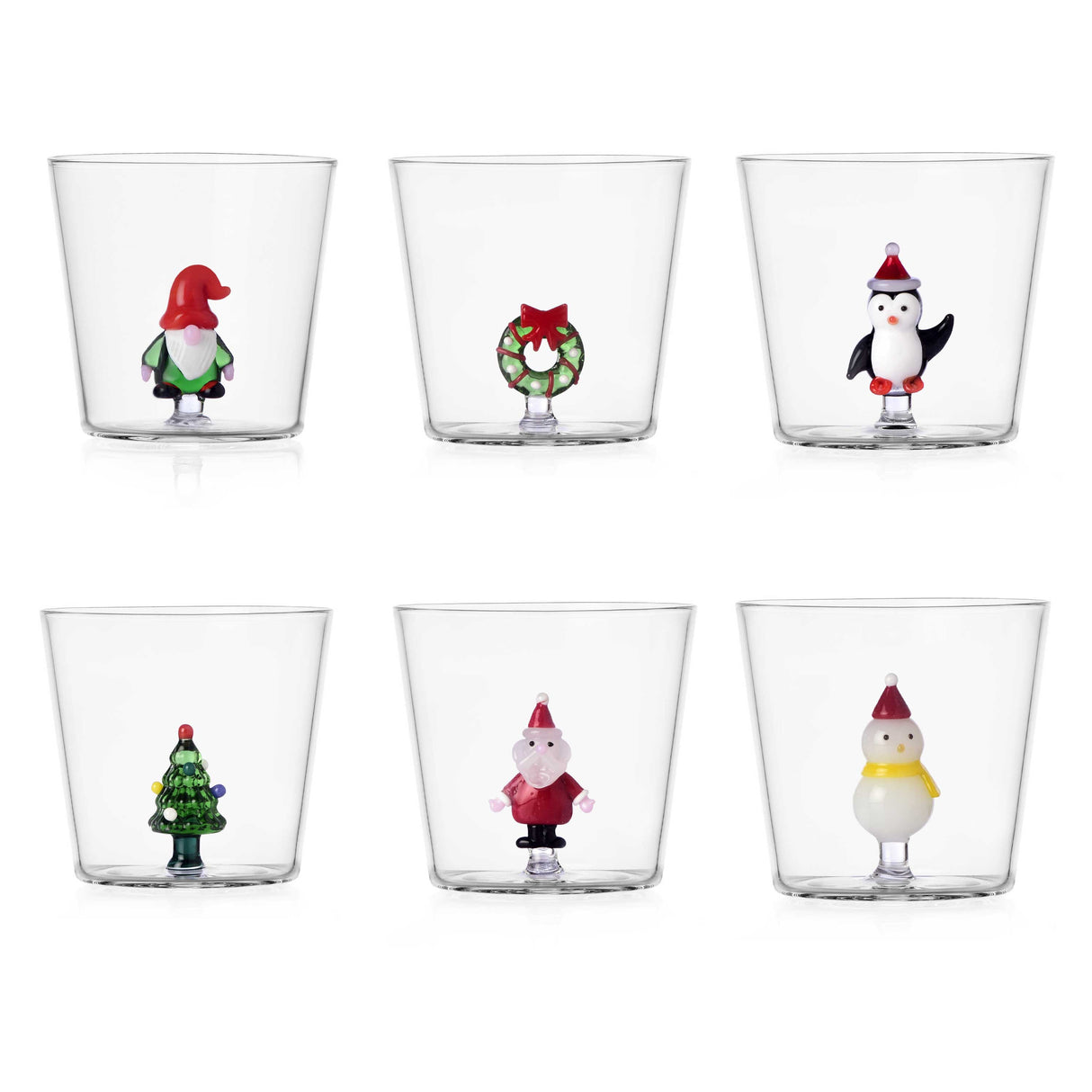 Set 6 bicchieri natalizi Ichendorf in vetro borosilicato con decori 350 ml
