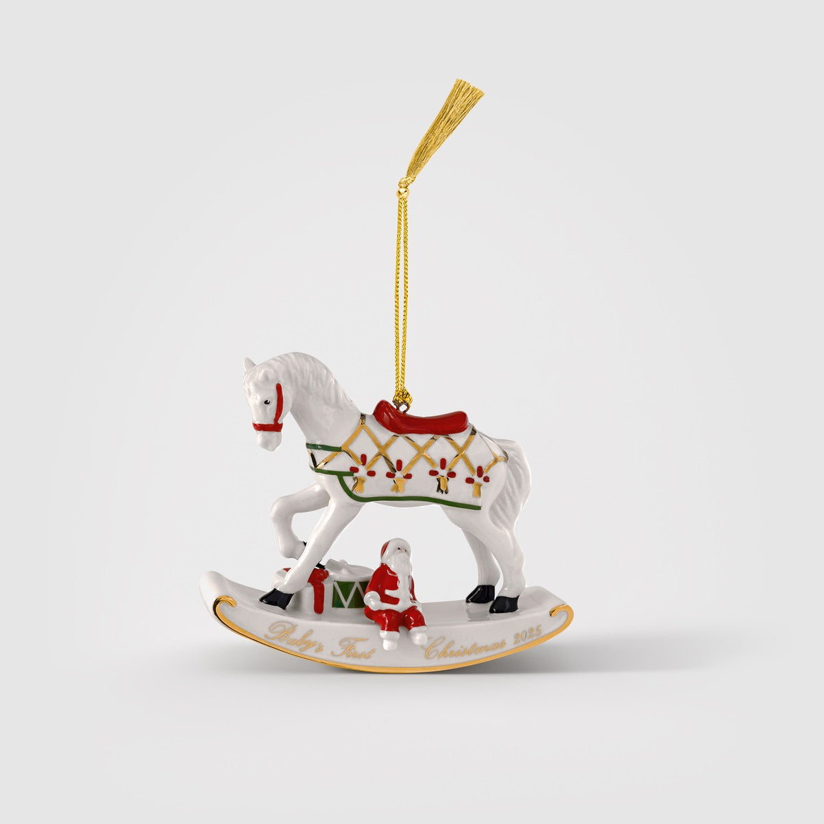 Pendaglio Cavallo a Dondolo Villeroy & Boch in porcellana con dettagli oro