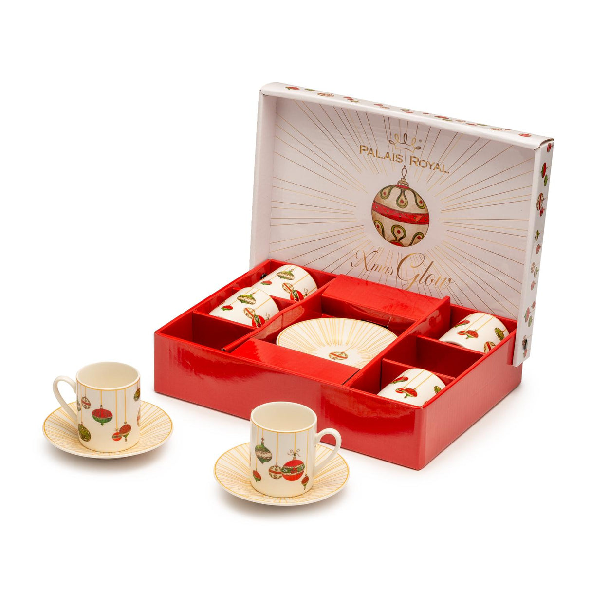 Tazzina caffè con piattino Palais Royal in porcellana decoro natalizio 100ml